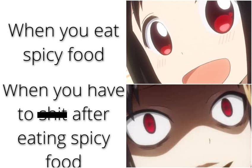 meme anime tentang makanan pedas