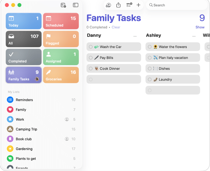 tampilan aplikasi Reminders pada Apple