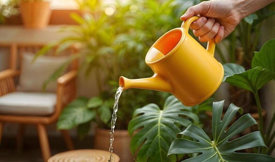 ilustrasi menyiram pot (freepik.com/freepik)