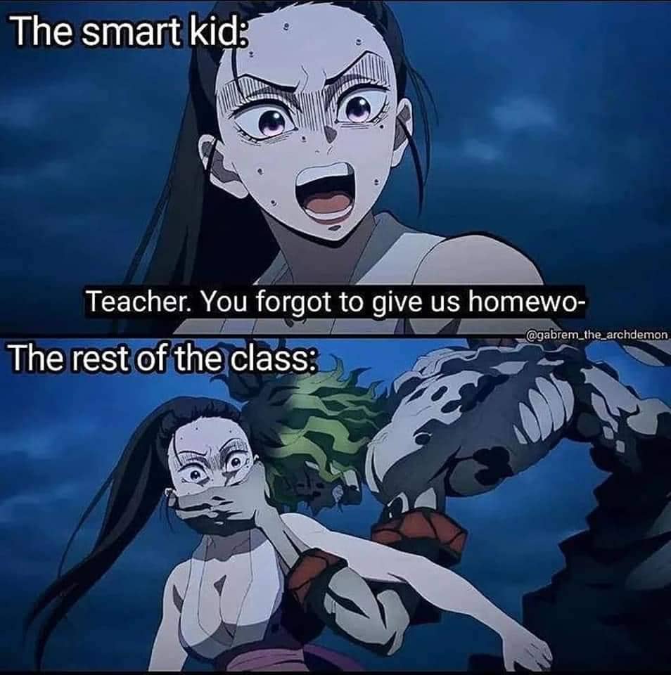 meme anime anak pintar di sekolah