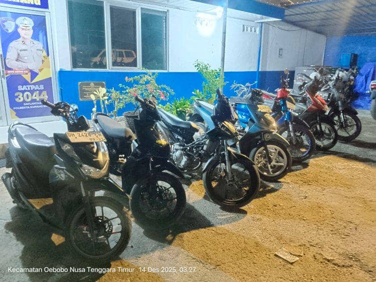 Polisi amankan motor di aksi balapan liar dan tabrak anggota Satlantas Polresta Kupang Kota. (Dok Polresta Kupang Kota)