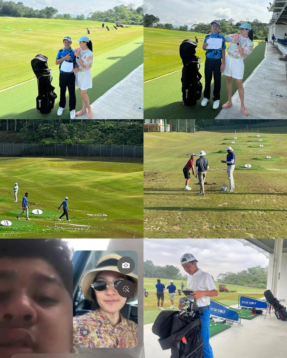 Anak Marcella Zalianty ikut golf camp di Inggris.