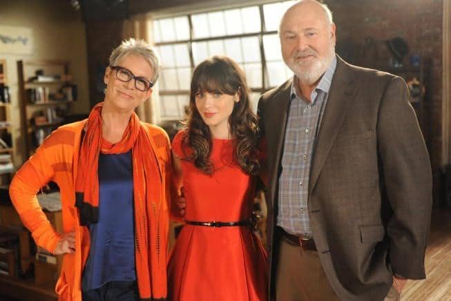 Rob Reiner saat berakting bareng Zooey Deschanel dan Jamie Lee Curtis