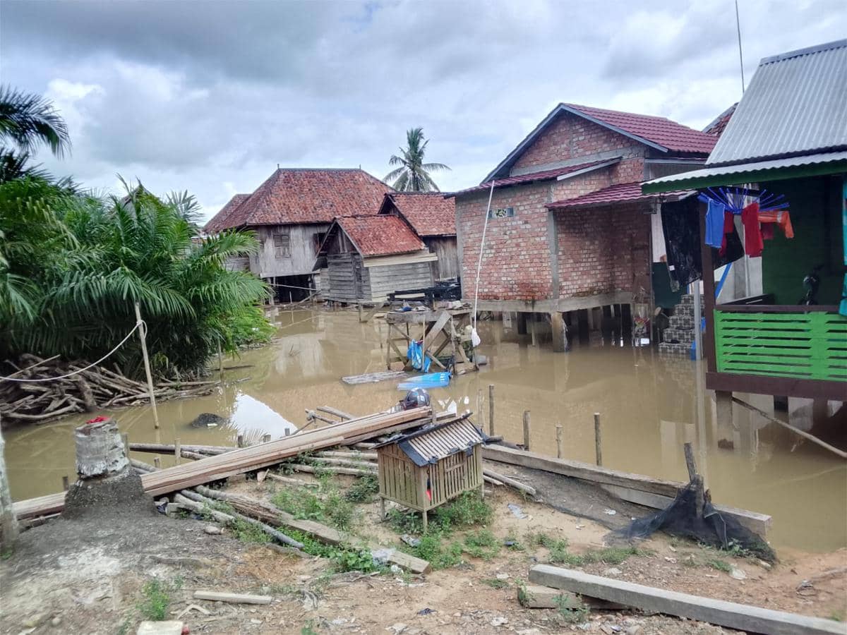 Kondisi banjir di Desa Dawas dan Desa Tanjung Dalam Kecamatan Keluang