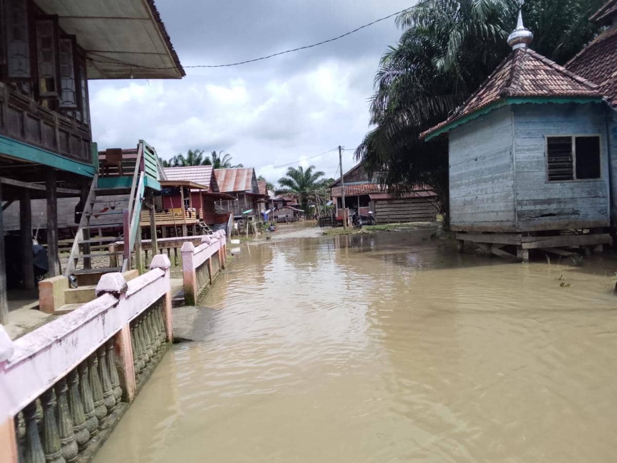 Kondisi banjir di Desa Dawas dan Desa Tanjung Dalam Kecamatan Keluang.