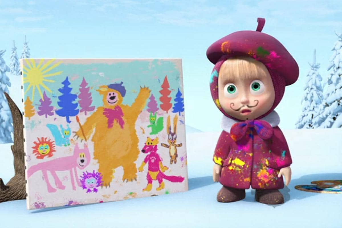 Masha melukis berbagai hewan yang ia temui dalam episode "Picture Perfect"