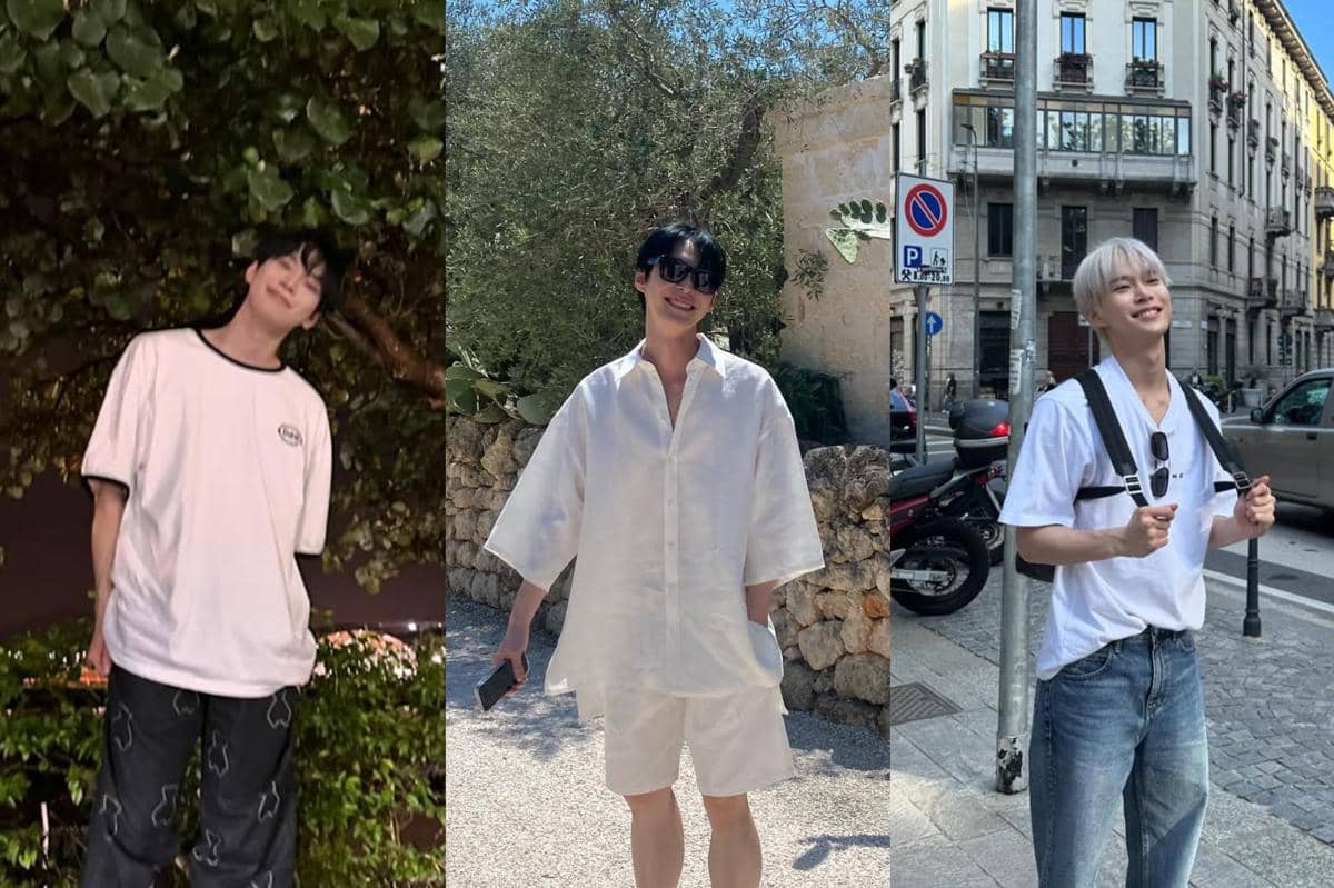 Padu padan short sleeve putih ala Doyoung NCT