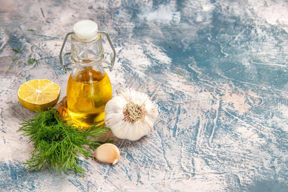 ilustrasi minyak zaitun dan bawang