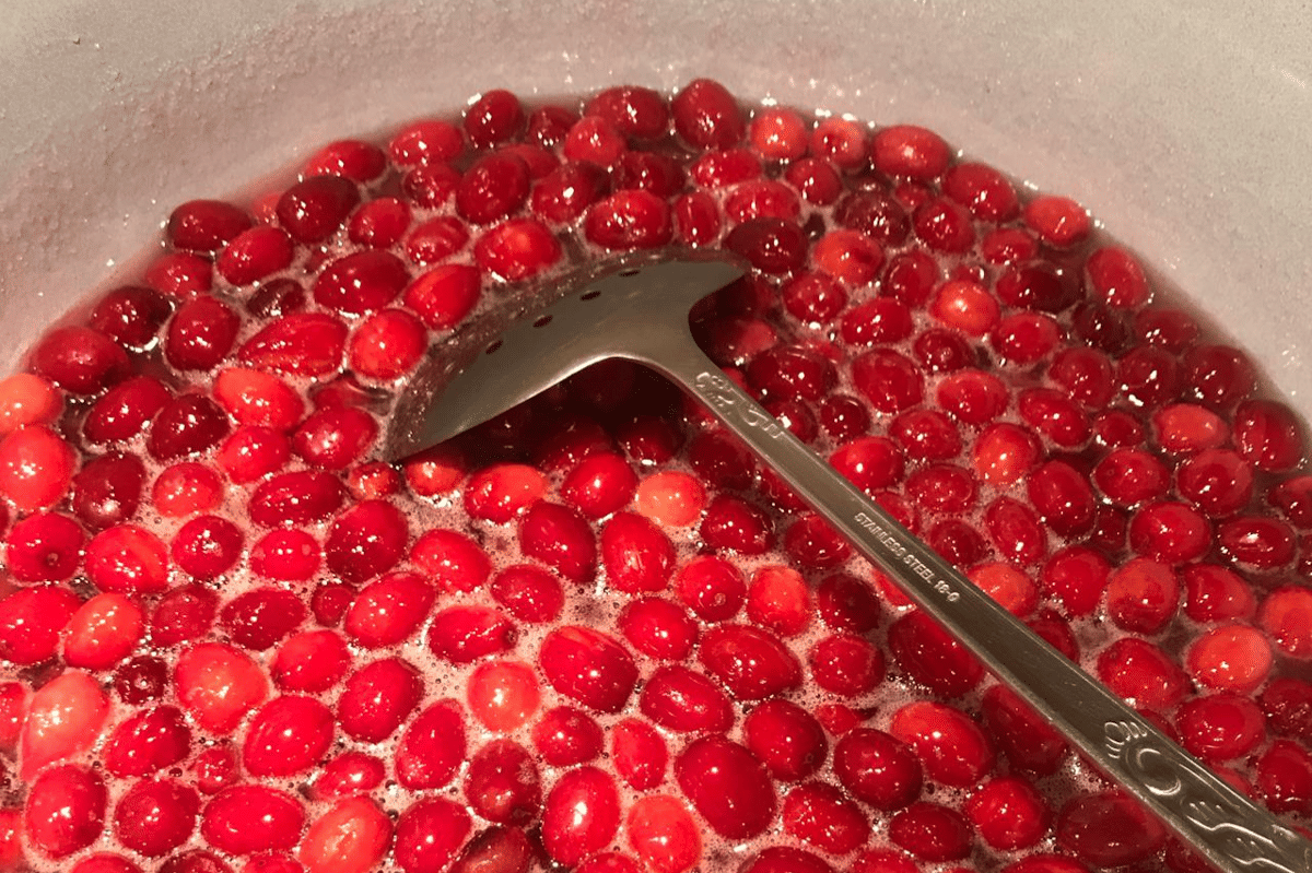 ilustrasi membuat saus cranberry