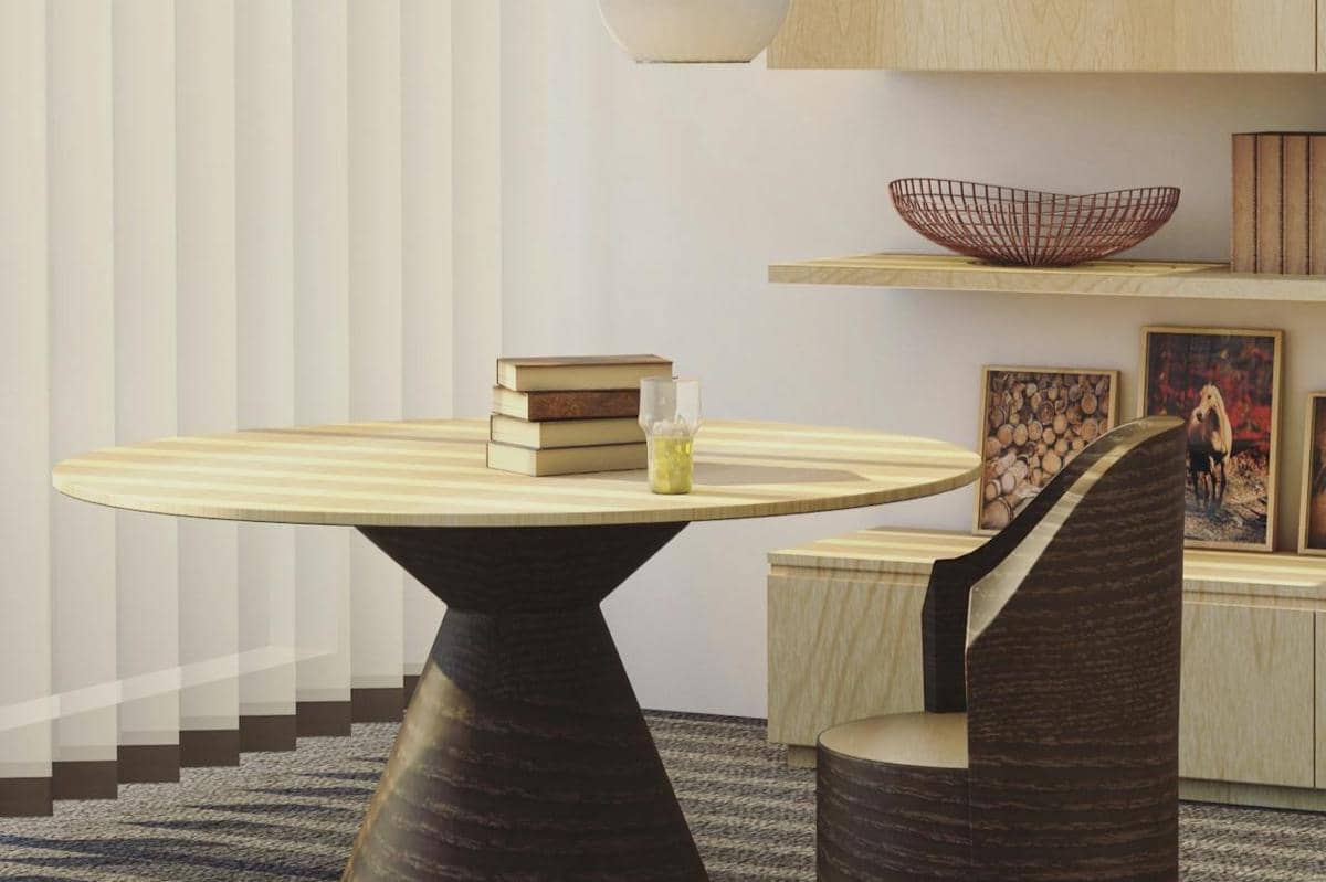 ilustrasi furnitur yang melengkung dan organik