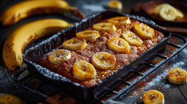 ilustrasi bolu pisang tiga bahan yang rendah kalori