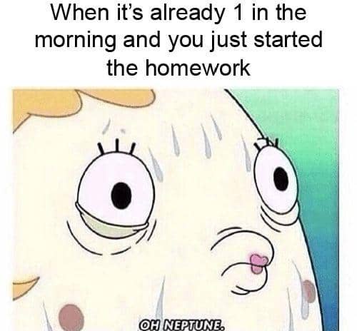 meme kartun tentang ngerjain PR