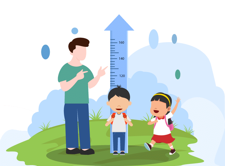 Ilustrasi foto pengukuran tinggi badan oleh tenaga kesehatan kepada anak-anak