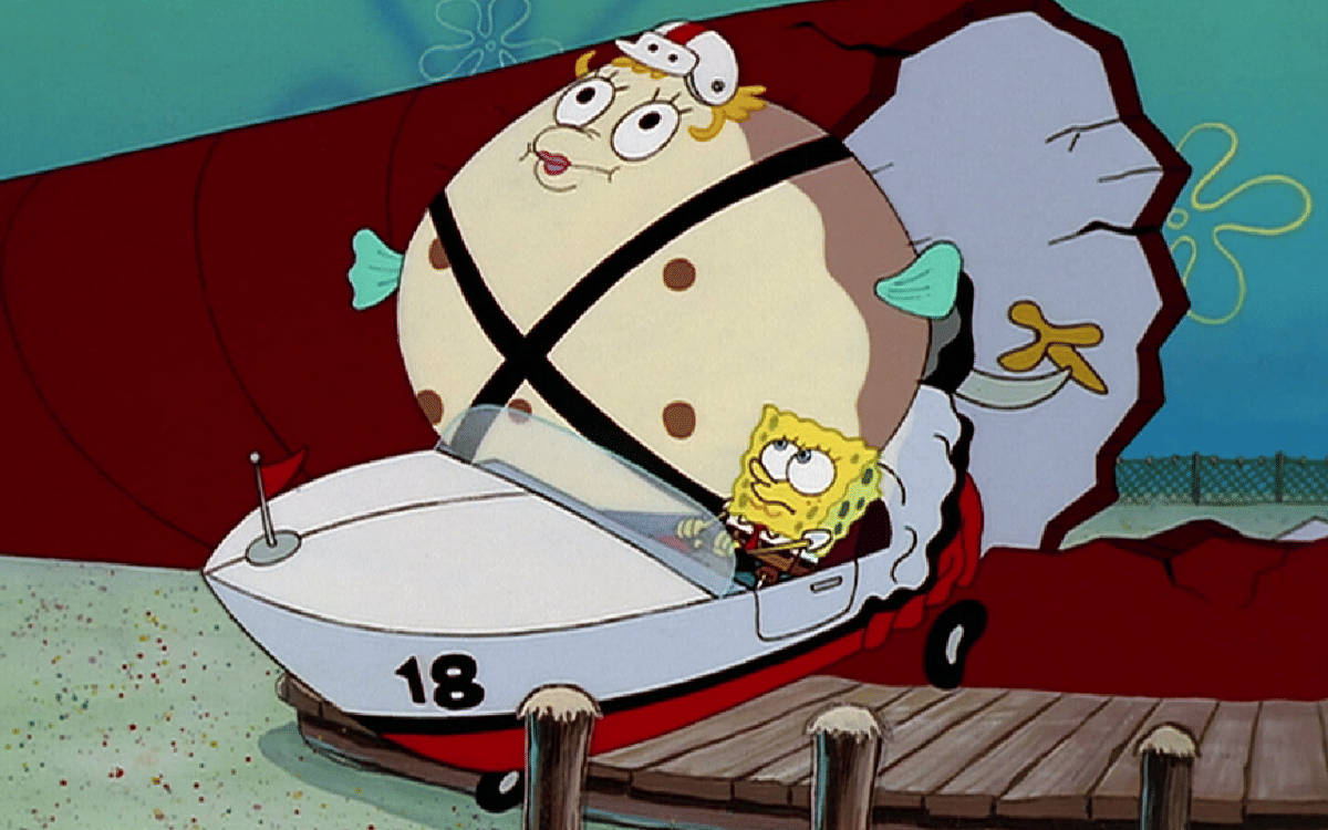 Nyonya Puff dan SpongeBob menabrak mercusuar 