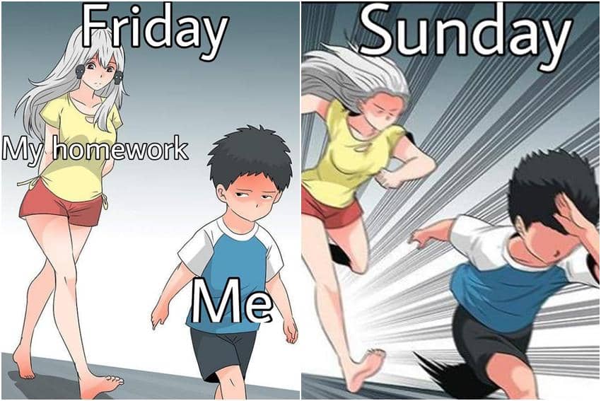 meme kartun tentang ngerjain PR