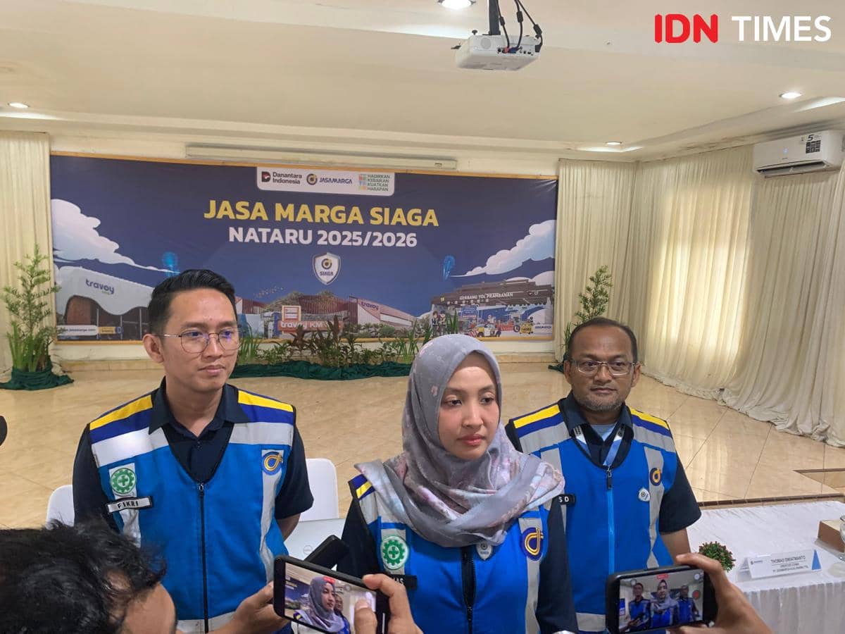 Jasa Marga menyampaikan kesiapan untuk Nataru 2025/2026, Rabu (17/12/2025) (IDN Times/Doni Hermawan)