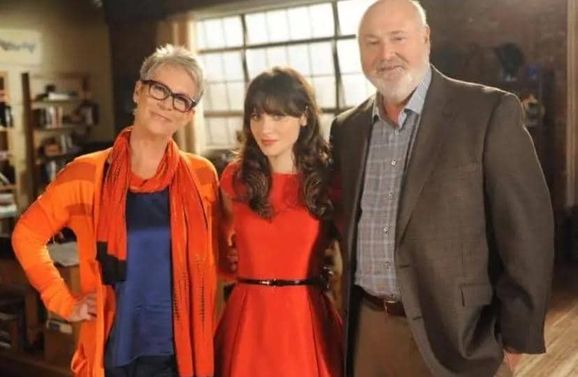 Rob Reiner saat berakting bareng Zooey Deschanel dan Jamie Lee Curtis