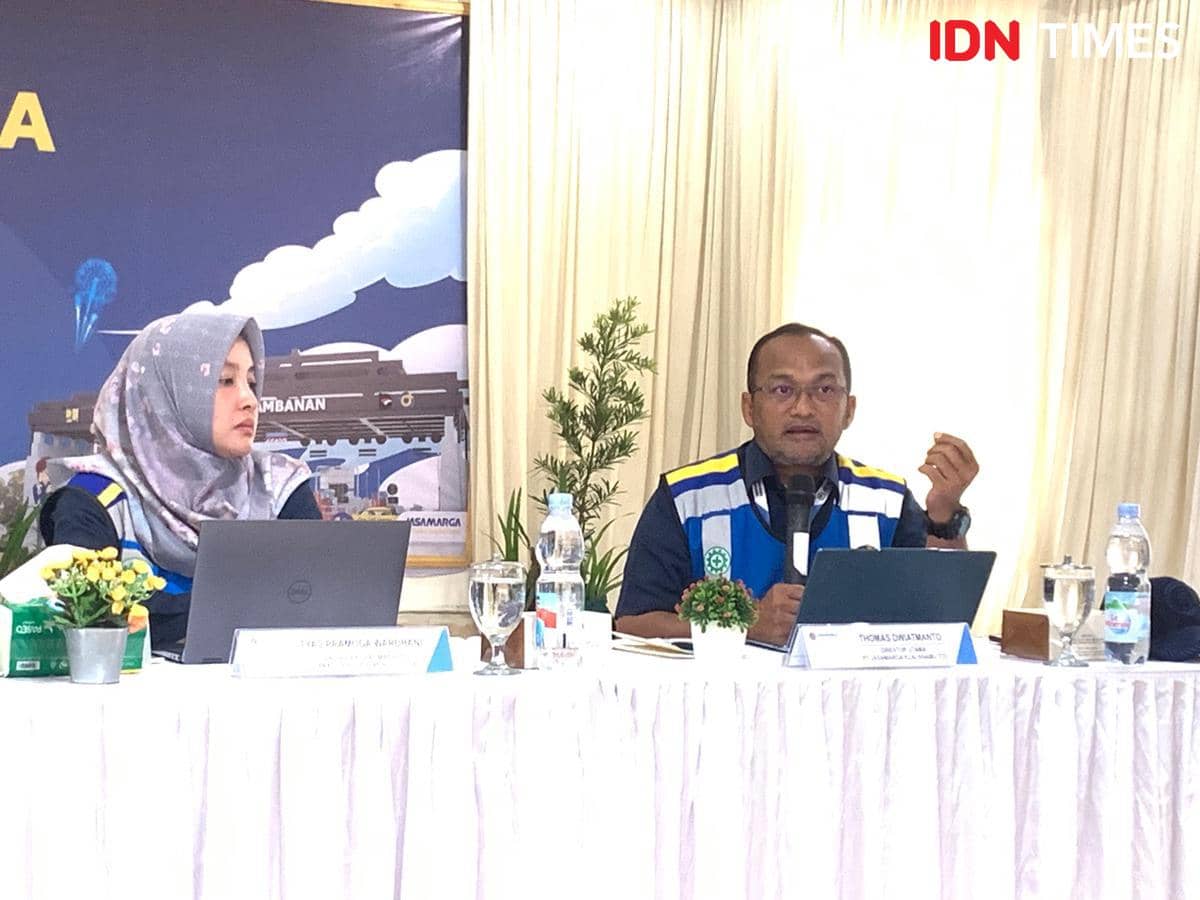 Jasa Marga menyampaikan kesiapan untuk Nataru 2025/2026, Rabu (17/12/2025) (IDN Times/Doni Hermawan)