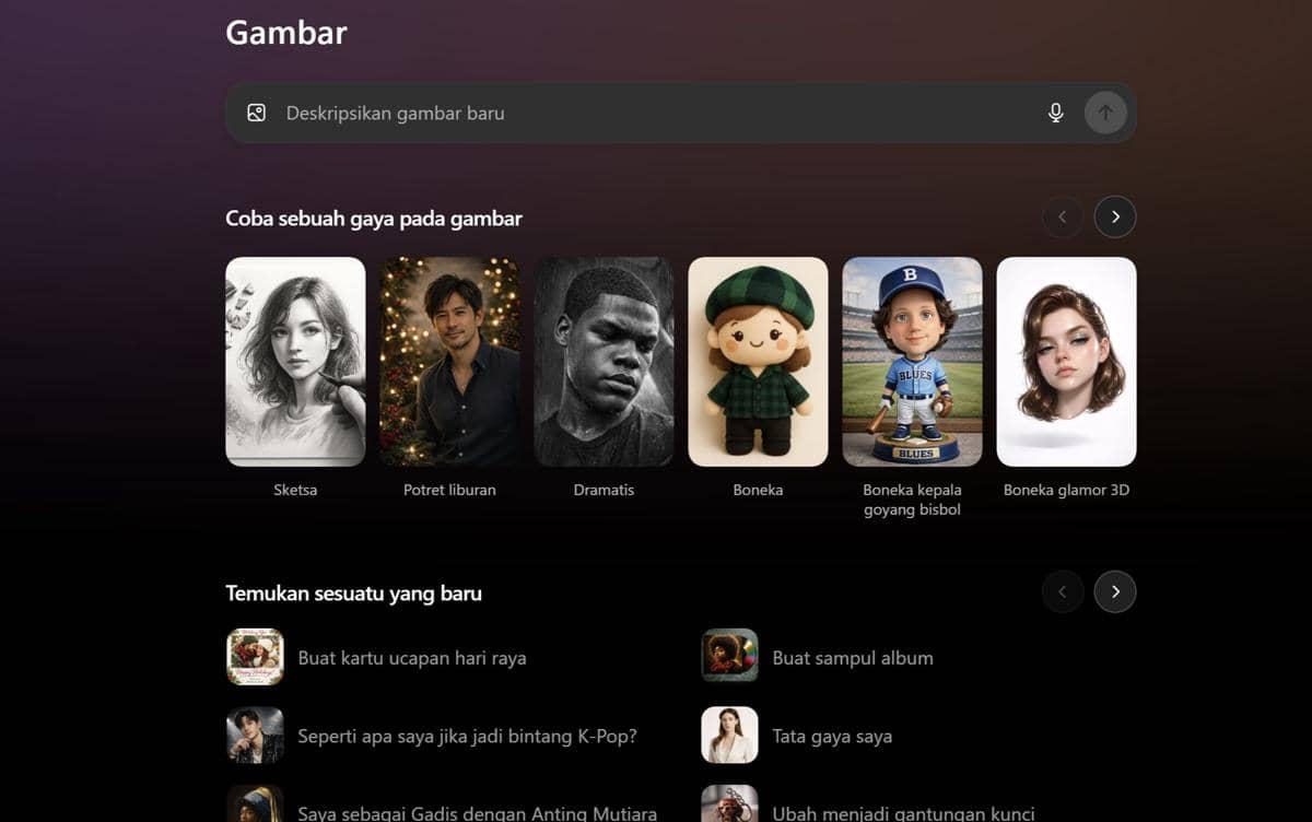 tampilan tab Image di ChatGPT