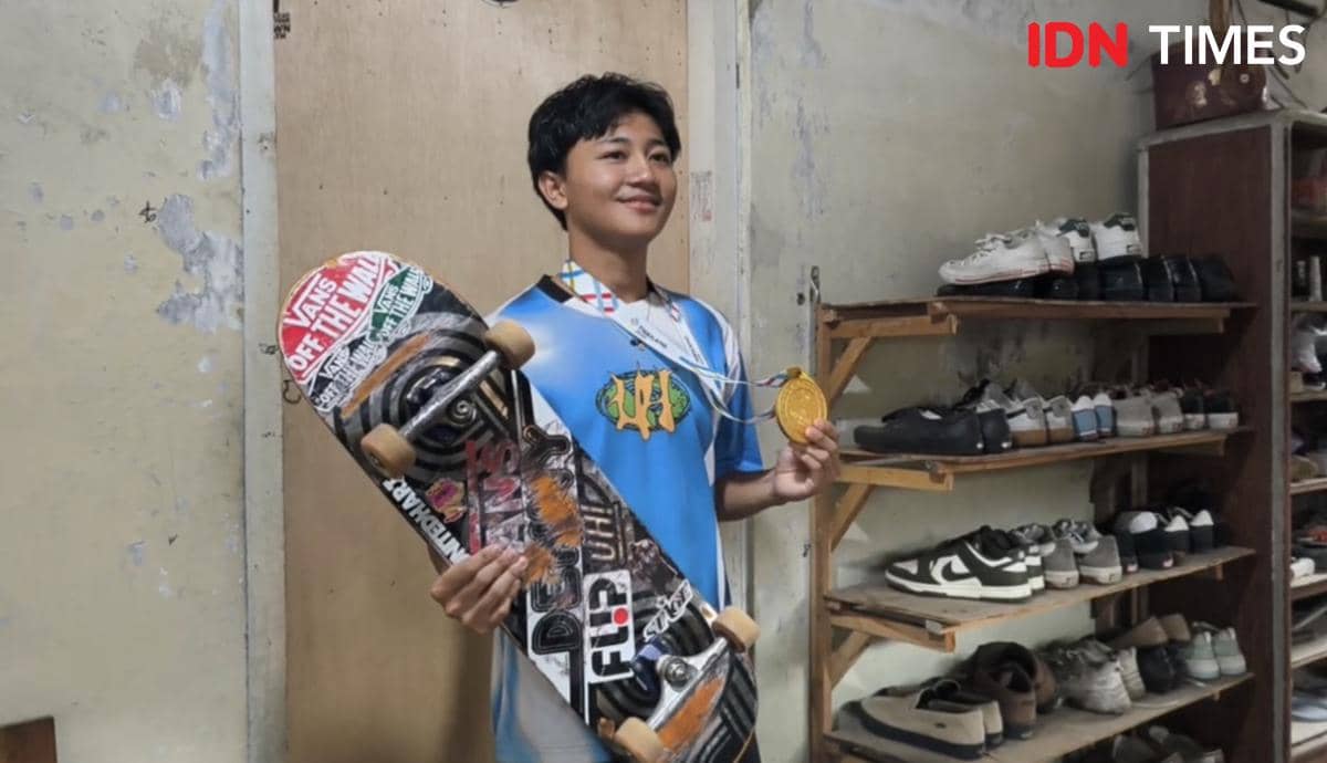 Atlet Skateboard, Basral Graito peraih medali emas di SEA Games 2025. (IDN Times/Larasati Rey)