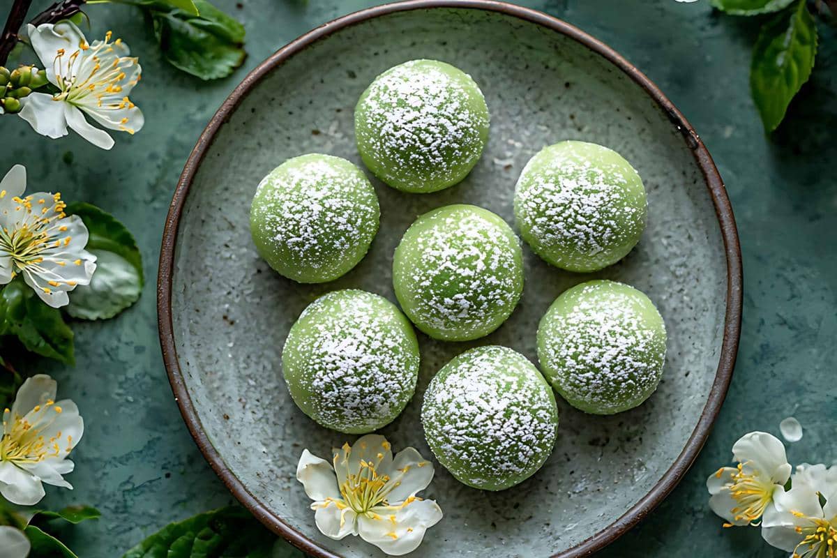Matcha snowball cookies