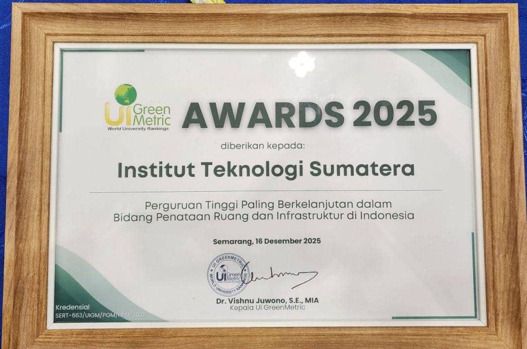 Itera berada di peringkat ke-12 kampus paling berkelanjutan di Indonesia berdasarkan ajang UI GreenMetric World University Rankings 2025