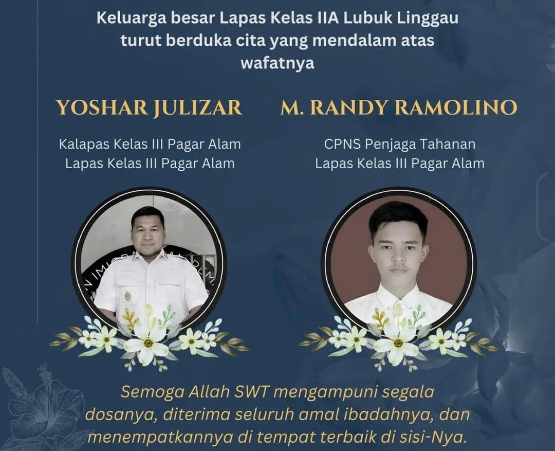 Kalapas Pagar Alam dan 1 penjaga tahanan tewas kecelakaan di Tol Prabumulih.