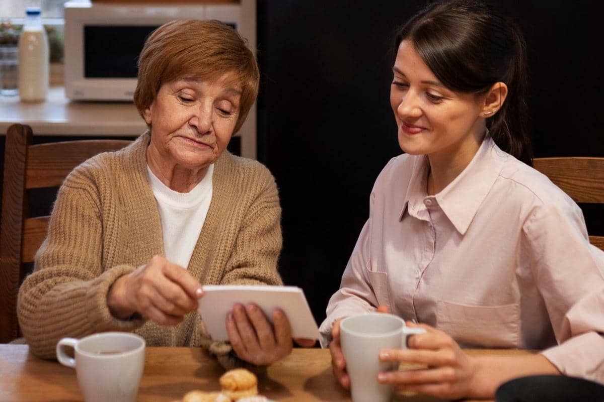 ilustrasi mengobrol dengan ibu