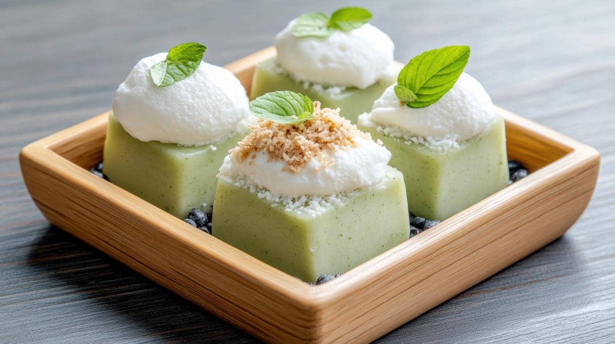 ilustrasi puding matcha