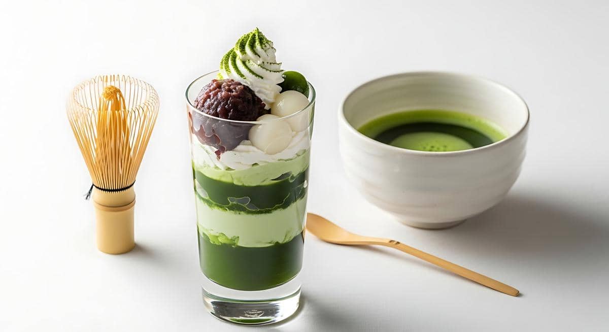 ilustrasi matcha yoghurt parfait