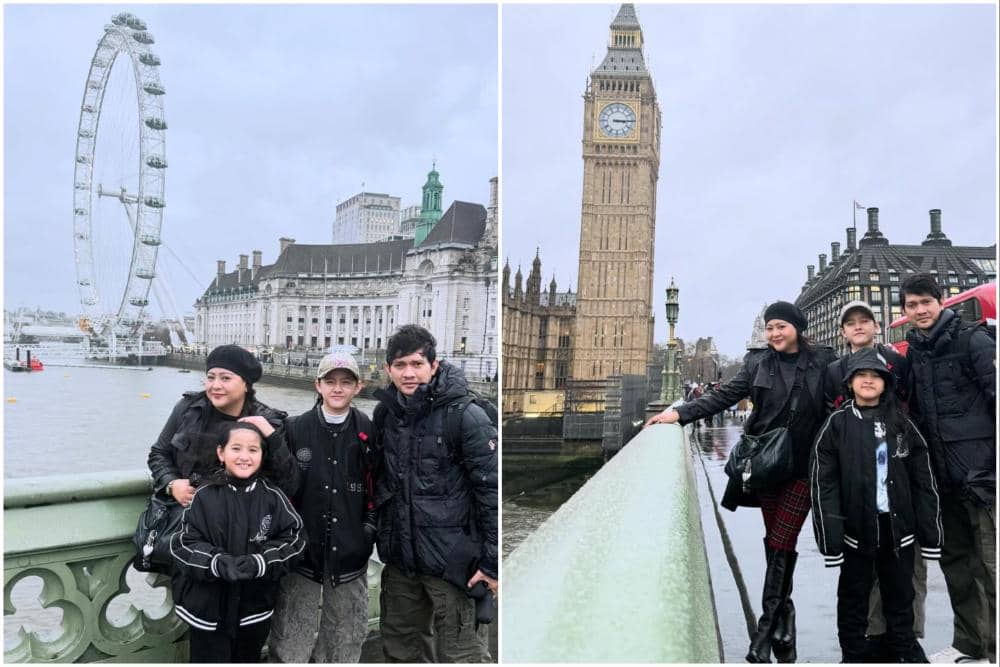 Keluarga Audy Item jalan-jalan di sekitar Big Ben London