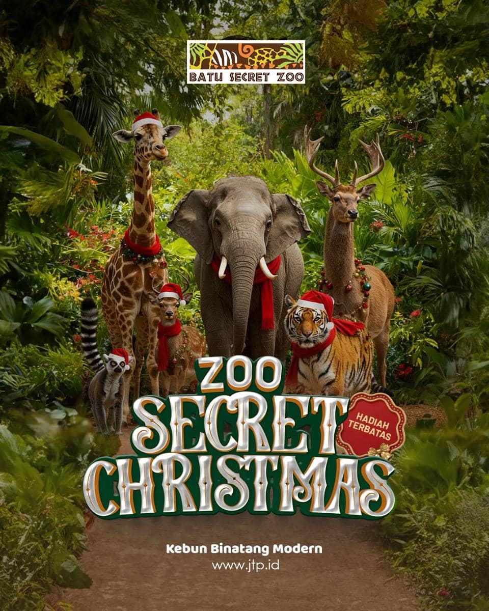 Poster acara Zoo Secret Christmas di Batu Secret Zoo, Kota Batu