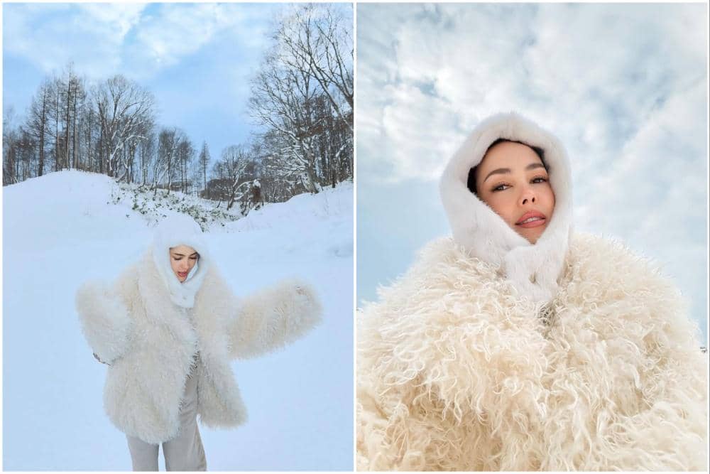 Cathy Sharon menikmati salju di Hokkaido