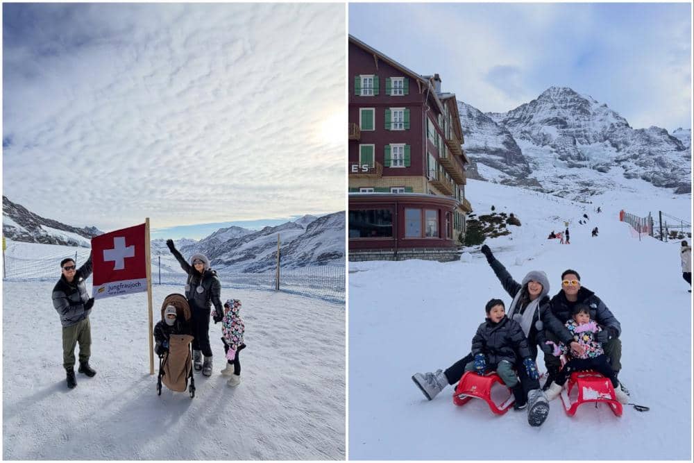 Keluarga Arief Muhammad main salju di Jungfraujoch