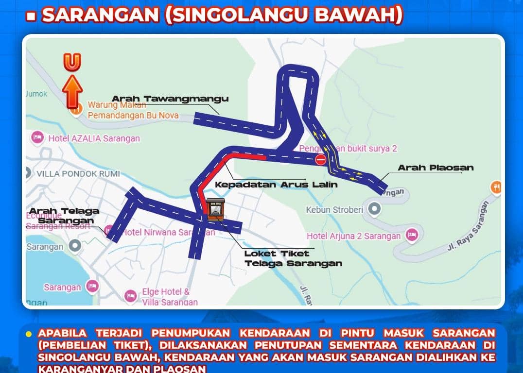 Skema rekayasa arus lalulintas menuju lokasi wistalah telaga Sarangan saat Nataru. IDN Times/Humans Polres Magetan. 