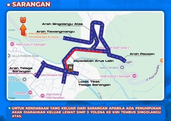Skema rekayasa arus lalulintas menuju lokasi wistalah telaga Sarangan saat Nataru. IDN Times/Humans Polres Magetan. 