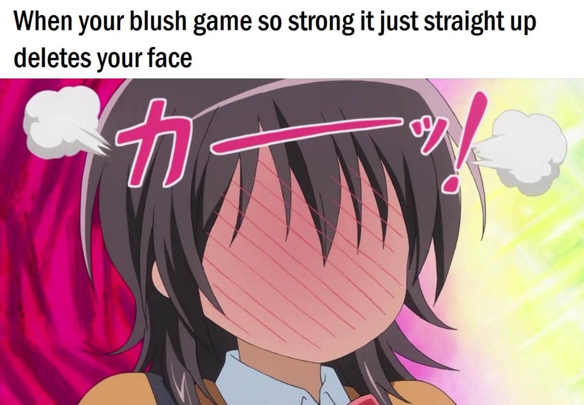 meme anime tersipu malu