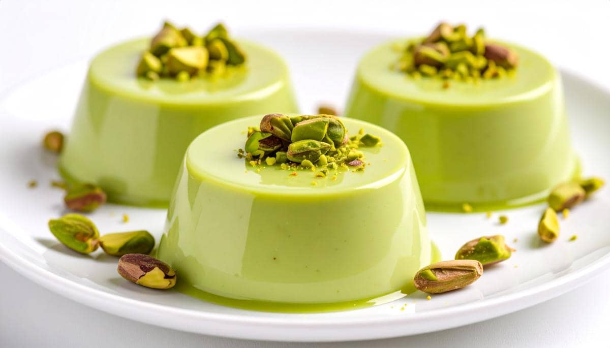ilustrasi panna cotta matcha