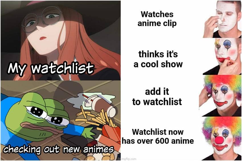 kolase meme daftar tontonan anime