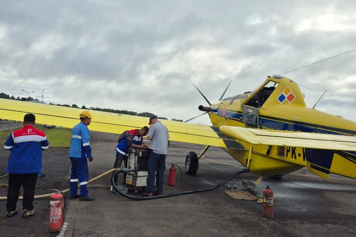 BBM lebih dulu diantar lewat pesawat Air Tractor dari Kualanamu menuju Rembele (dok.Pertamina Sumbagut)