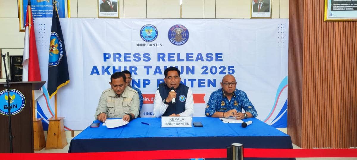 BNNP Banten saat menyampaikan rilis akhir tahun