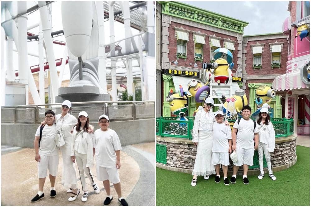 Dhena Devanka dan buah hati liburan di Singapura.