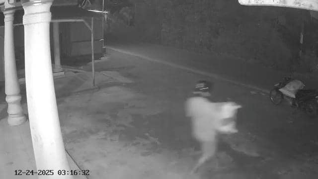 Tangkapan layar CCTV maling gasak 2 karung gabah di Desa Prajegan, Kecamatan Sukorejo, Kabupaten Ponorogo. IDN Times/Istimewa.