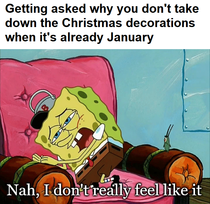 meme SpongeBob tentang dekorasi Natal