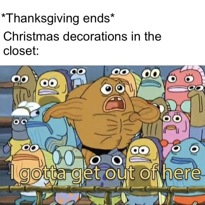 meme SpongeBob tentang dekorasi Natal