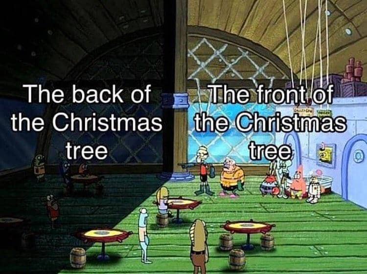 meme SpongeBob tentang dekorasi Natal