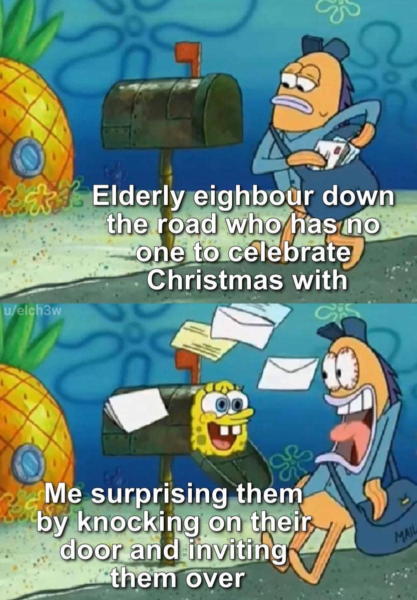 meme SpongeBob tentang hari Natal