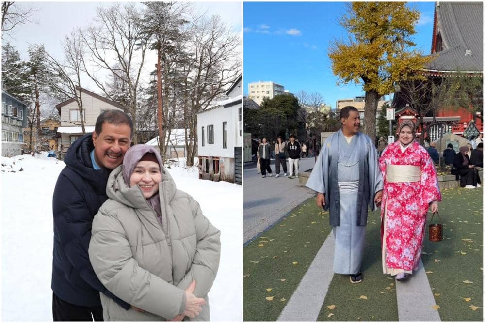 Pak Muh dan Mama Ida liburan di Jepang.