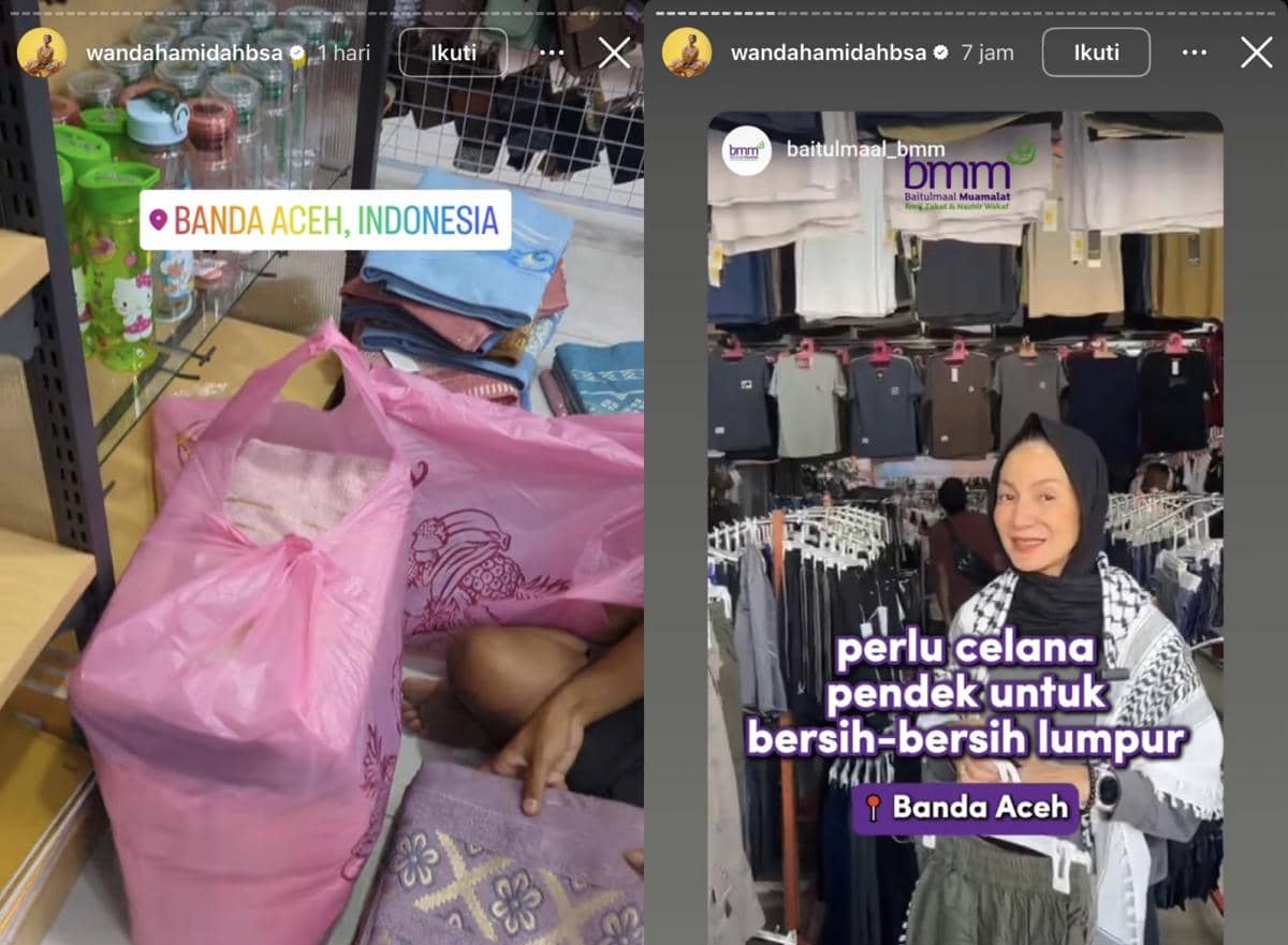 potret Wanda Hamidah salurkan bantuan ke Aceh