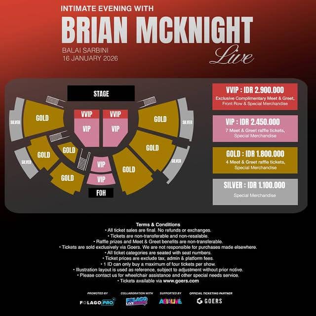harga tiket konser Brian McKnight di Jakarta 2026